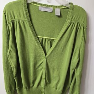 Liz Claiborne Green Cardigan Button Down Sweater Large